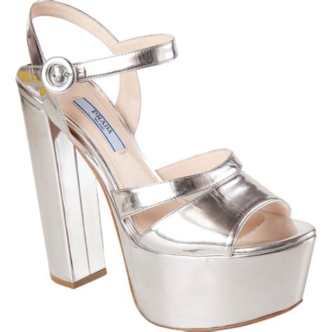 prada silver shoes sale|prada silver platform heels.